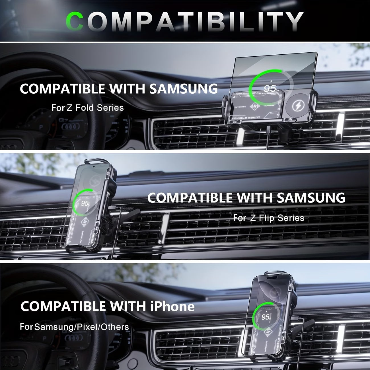 Smart Wireless Charger 🔋 - 1 Click Auto Rotation ✅ - All Iphones, Android + Foldables Supported